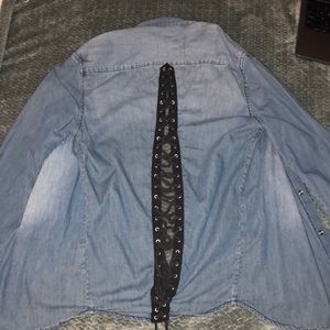 Denim shirt/button up. Black laced back.